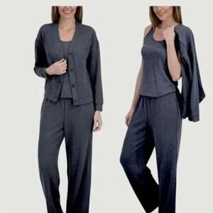 Live 2 Lounge Women's 3-Piece Textured Lounge Set, Blue Medium
